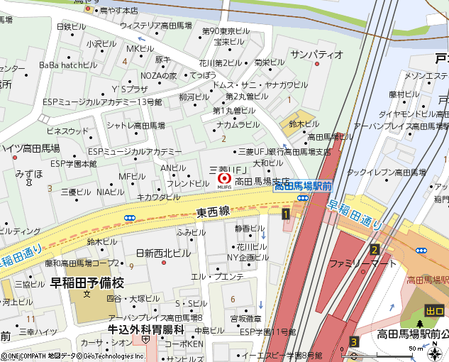 高田馬場支店付近の地図